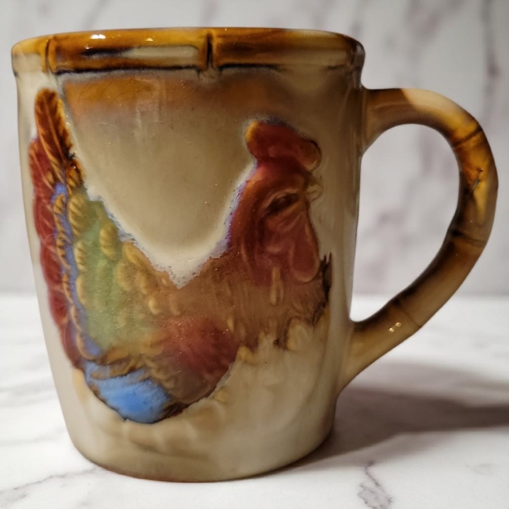 Vtg Otigiri Style Chicken Rooster Embossed Coffee Tea Cup Mug #1